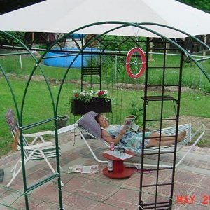 I put this patio in by myself, and put the gazebo kit together by myself. And then I rested.