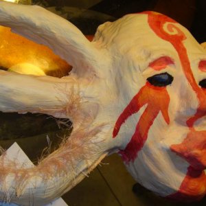 Leucistic axolotl siren mask