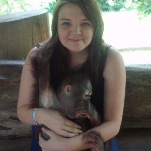 katie holding a 6mth orangutan