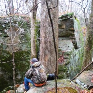 Cale eating lunch at Panther's Den Wilderness