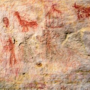 Woodland/Mississippian (500-1500A.D.) era Native American rock art at Piney Creek Ravine