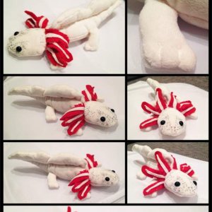 A more up to date axolotl plush of Vicious. This was the first try of my new 13-15 inch pattern.