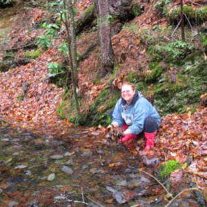 Dawn of the Pink Wellies, Master Herper! I think the boots attracted the P. ruber she has in her hand.