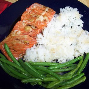 Completed salmon dinner