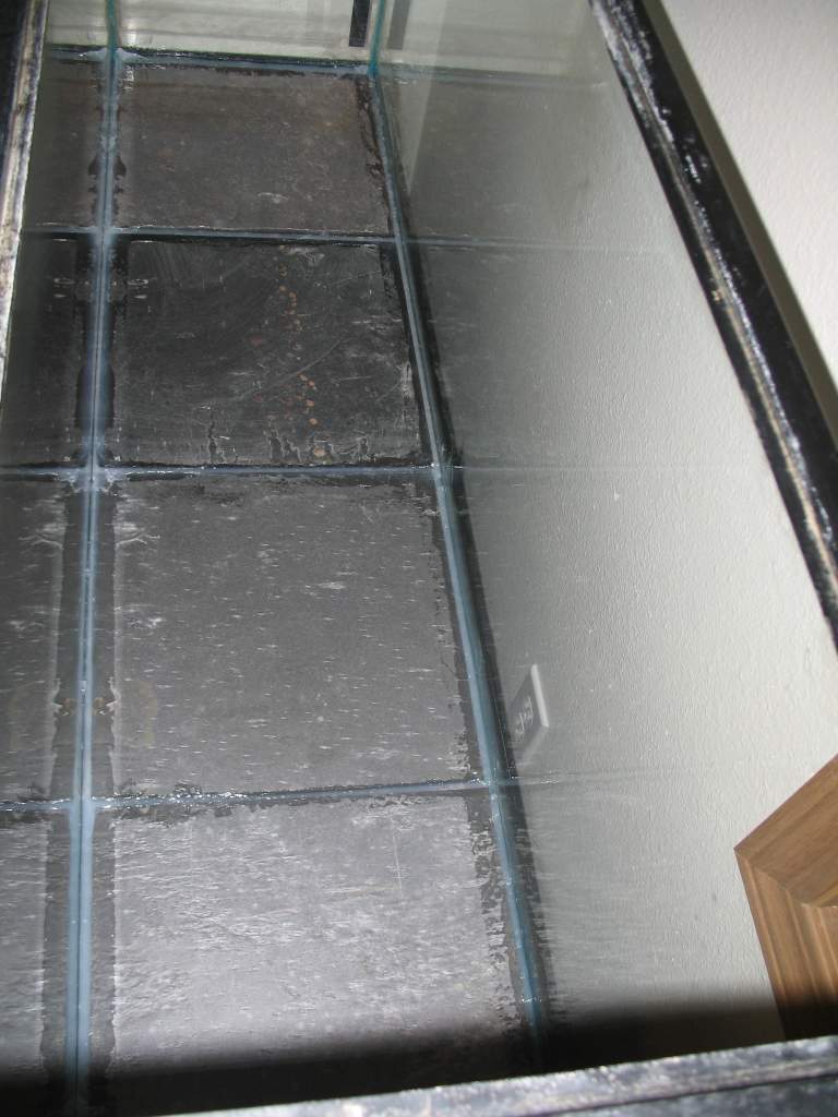 Above view slate tile floor.