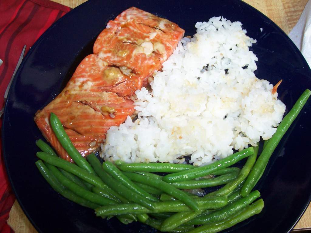 Completed salmon dinner