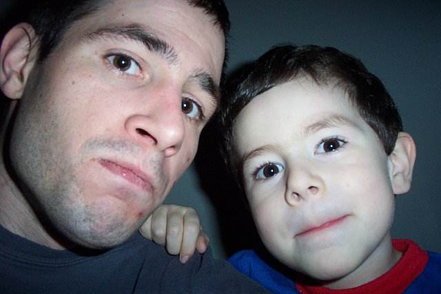 Ethan and I, with "serious faces"...He's so cute!