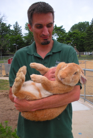 John, owner of Cheetoh, and Claude, the petite little bunny seen here.