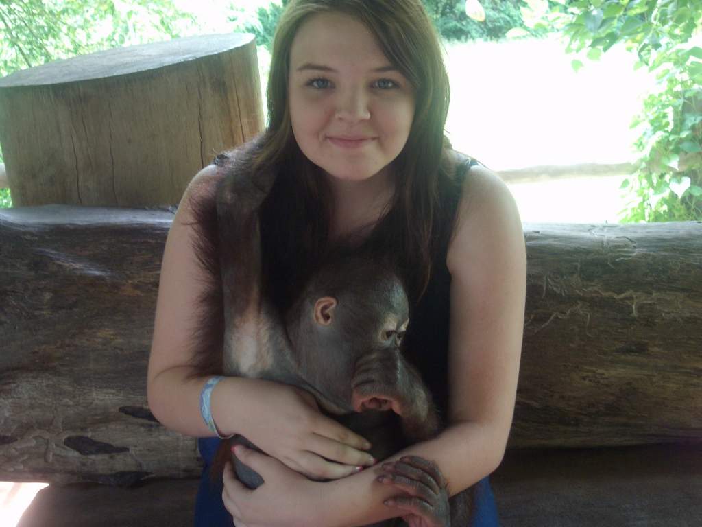 katie holding a 6mth orangutan