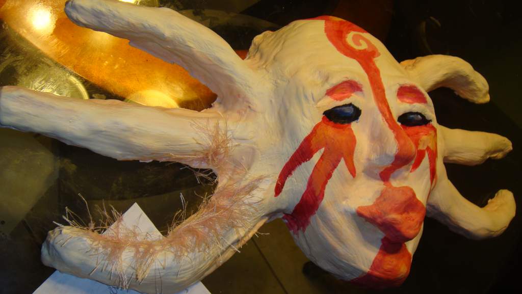 Leucistic axolotl siren mask