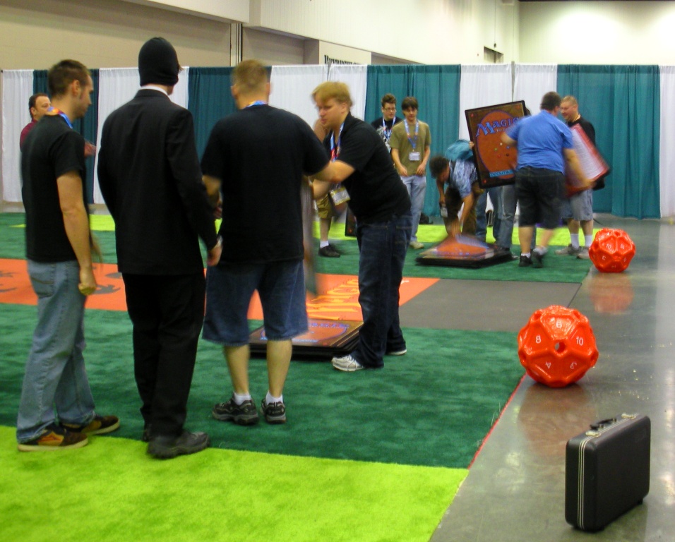 Magic, The Gathering: now, in GIANT SIZE!! That's totally an inflatable d20 the size of a beach ball. What did you say? My nerd is showing? oops!