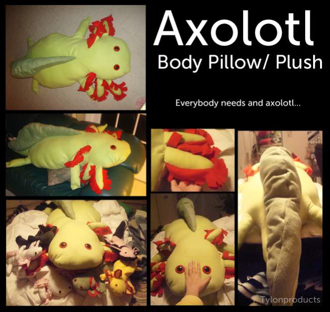 My original giant axolotl body pillow. I made him to take with me my senior year of college. This pillow is about 5 ft.