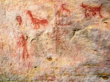 Woodland/Mississippian (500-1500A.D.) era Native American rock art at Piney Creek Ravine