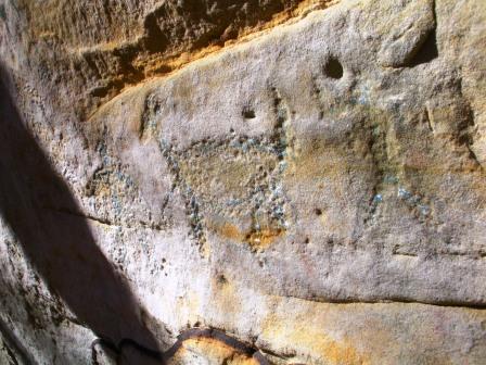 Woodland/Mississippian (500-1500A.D.) era Native American rock art at Piney Creek Ravine